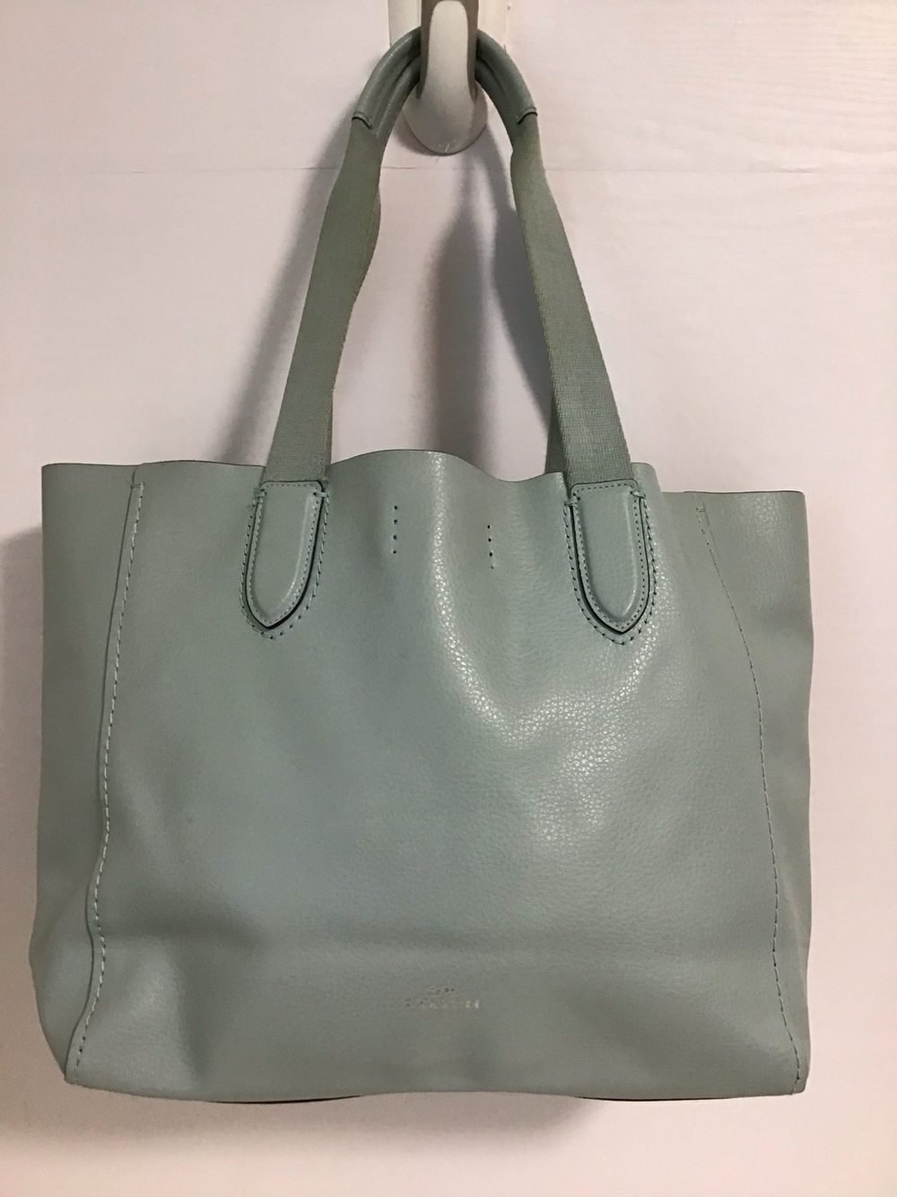 Coach Derby light blue leather tote bag please read